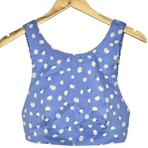 Zara daisy printed blue crop tank top womens size medium